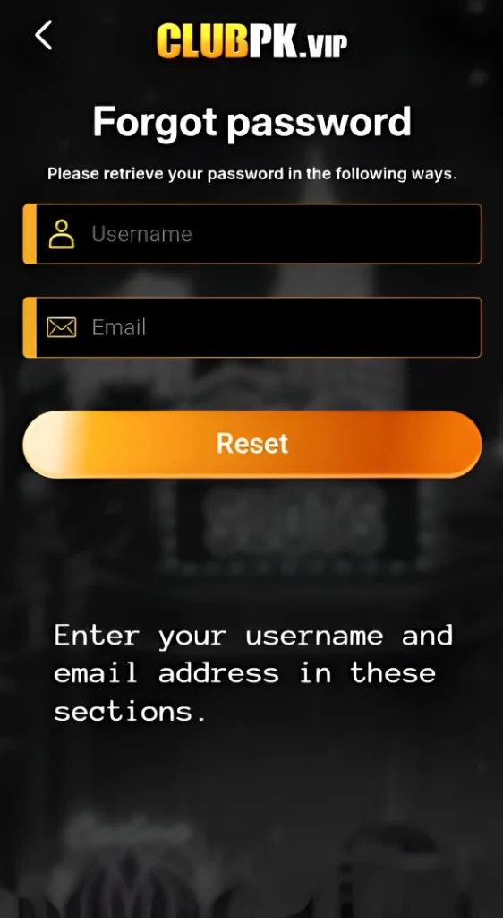 Club Pk Vip Forgot Password